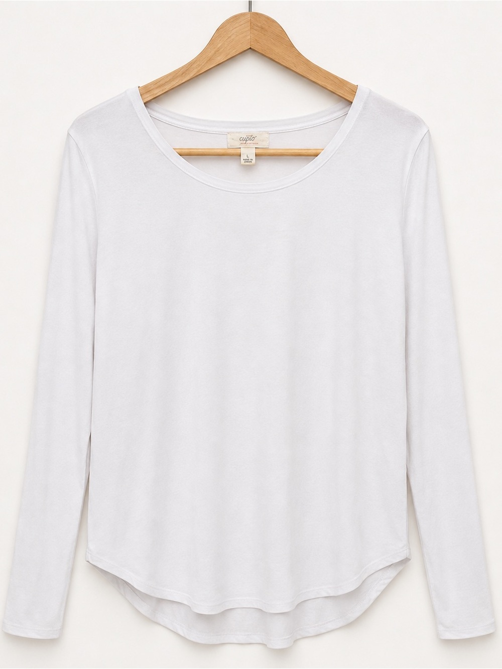 Cupio White Long Sleeve Scoop Neck Tee